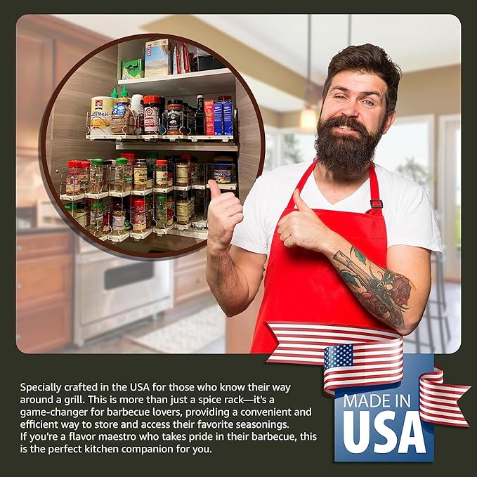 Vertical Spice - Sliding Spice Rack - Pull Out Spice Rack for Inside Cabinets, Sliding Shelves, Rack for Kitchen Cabinets - Made in USA - 1 Tier -10.6"D x 4.6" W x 5.0" H (Cream , Partially Assembled)