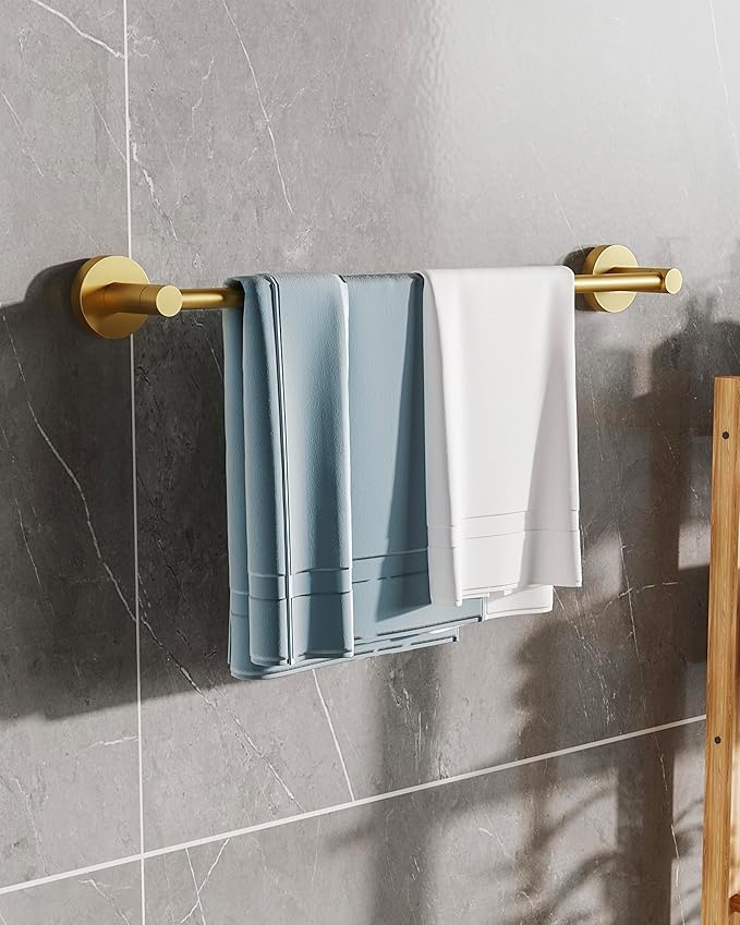Fixsen 18-inch Gold Single Towel Bar Towel Rack Hand Towel Holder Stainless Steel and Zinc Alloy 1pc for Kitchen and Bathroom Wall Mount Heavy Duty Storage