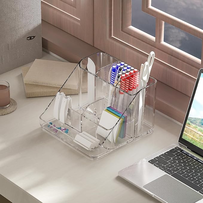 Ettori APLOP Makeup Organizer Tray, 6-Compartment Vanity Makeup Organizer for Jewelry, Hair Accessories, Bathroom Counter or Dresser-NeatNest