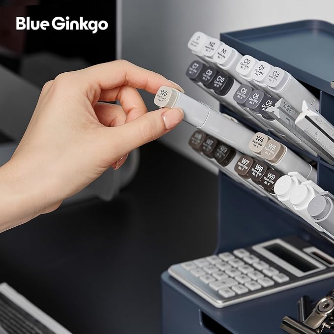 BLUE GINKGO Hive Desk Organizer – Vertical 6-Compartment, Full-drawer Storage – Space-Saving Pen Holder, Stationery Storage – Organizer for Office, School Supplies, Makeup (Made in Korea, Blue)-NeatNest