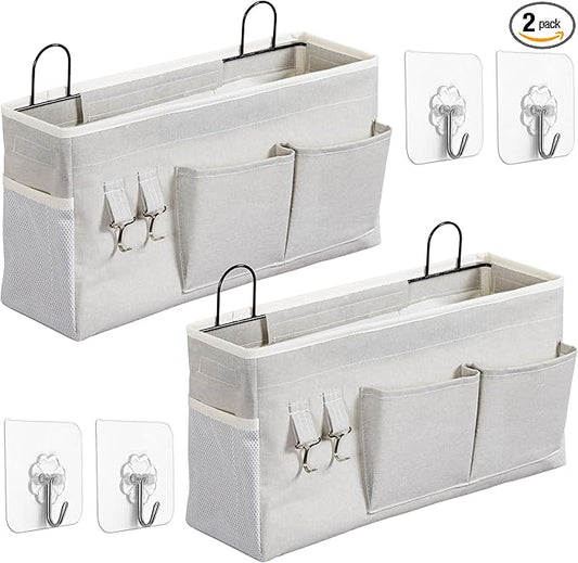 2pcs Large Wall Hanging Storage Bag, Door Closet Linen Fabric Pockets Organizer, Waterproof Multi Functional for Living Room Bedroom Bathroom Kitchen Office RV Camper with Hooks Grey-NeatNest