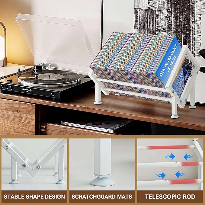 ENCIMART Tabletop Bookshelf Organizer, Adjustable Desk Shelf for Top of Desk in Living Room, Home, Office, Stainless Steel Tilting Bookcase Desktop Storage Book Rack for Magazine/CDs/Books Display-NeatNest