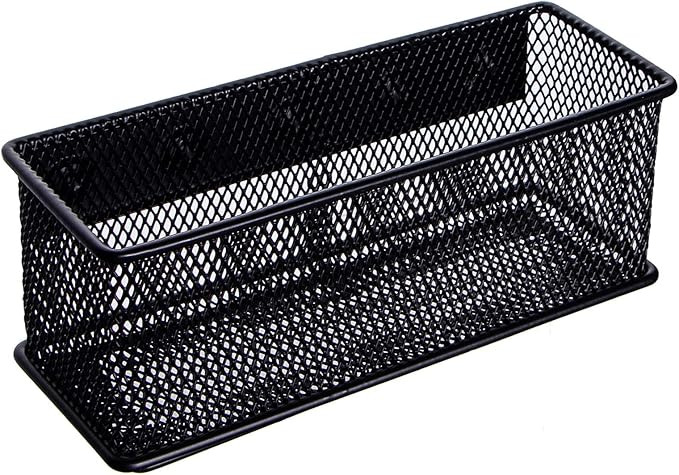 dedoot Magnetic Pencil Holder, Black Mesh Pen Organizer Strong Magnetic Storage Basket Organizes Pens, Pencils, Markers for Whiteboard, Locker, Fridge, Cubicle Desk, Offices 6.3x2.3x2.6inch-NeatNest