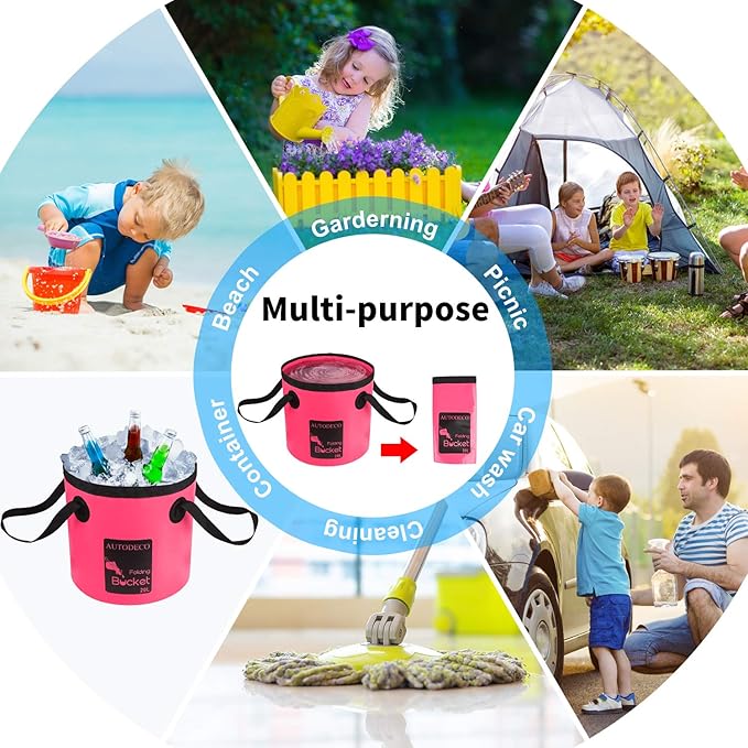 AUTODECO Collapsible Bucket 5 Gallon Container Folding Water Bucket Portable Wash Basin 20L-NeatNest