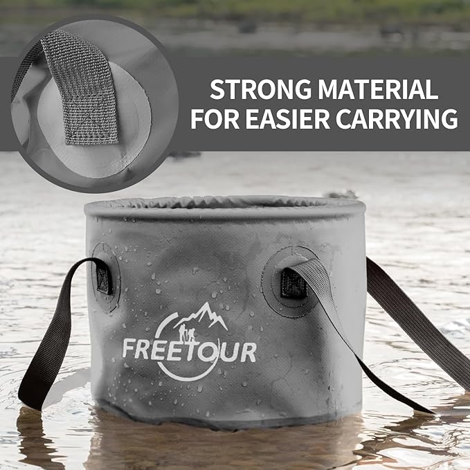 Baiao Collapsible Bucket 5 Gallon, Portable Collapsible Bucket with Handle, Folding Water Container for Fishing Camping Beach Hiking Home Travel Car Washing(Grey 20L)-NeatNest