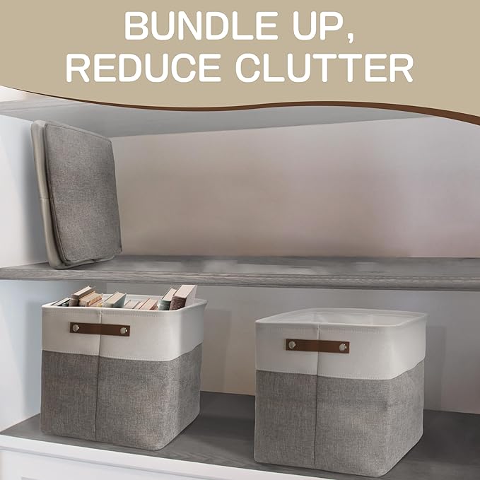 Brookstone, 2 Pack Storage Bins with Handle, Multipurpose Storage Basket for Home Organization, Declutter & Space Saving - Collapsible Storage Cubes Perfect for Living Room, Bedroom, Closets-NeatNest