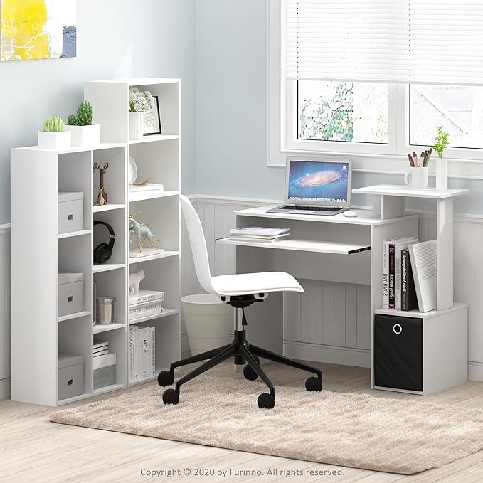 Furinno Luder Bookcase / Book / Storage , 7-Cube, White-NeatNest