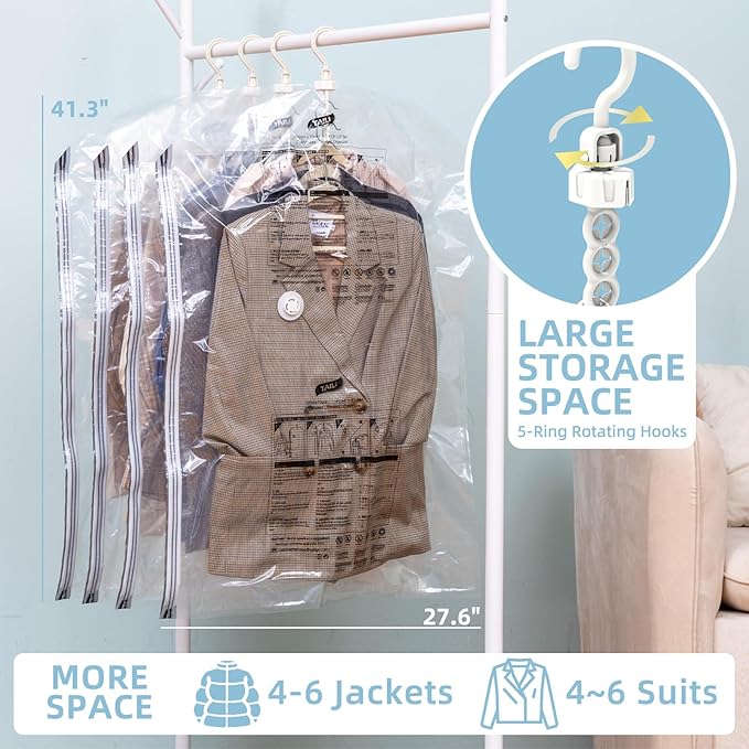 Hanging Vacuum Storage Bags, 6 Pack (41.3 x27.6 inch), Vacuum Seal Bags for Clothing, Garment Bags for Short Clothses, Jacket, Suits, Dresses, Closet Organizer Space Saving-NeatNest