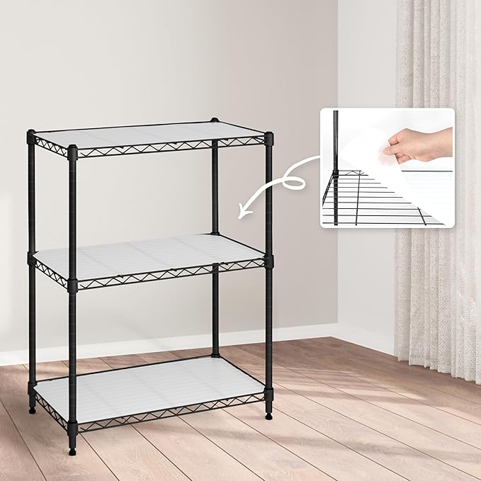 CAPHAUS NSF Black Adjustable Shelves Metal Wire Shelving Unit w/Liners, Kitchen & Garage Storage Organizer, 3-Tier-NeatNest