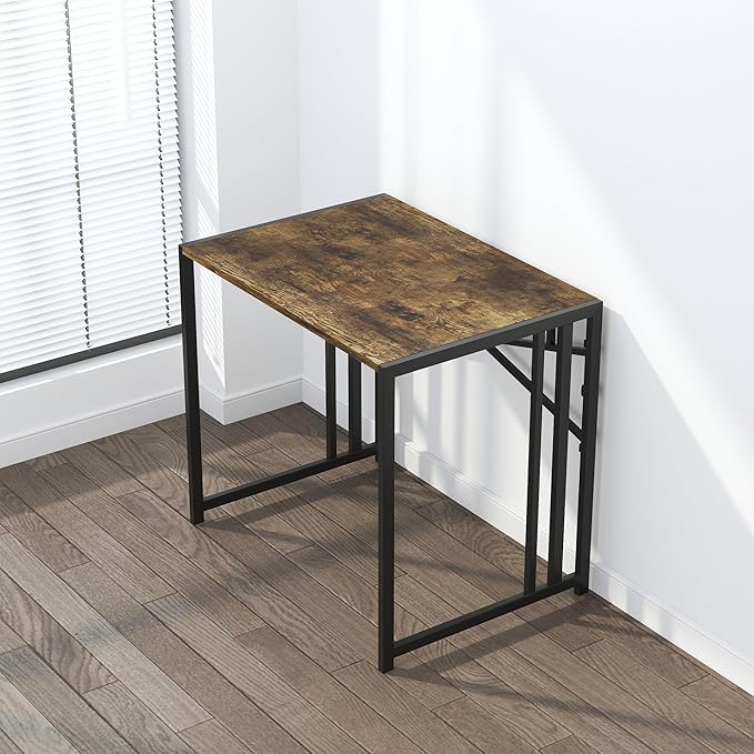 32 inch Small Folding Computer Desk, Writing Gaming Computer Desk for Small Spaces, No Assembly Required Home Office Desk, Rustic Brown-NeatNest