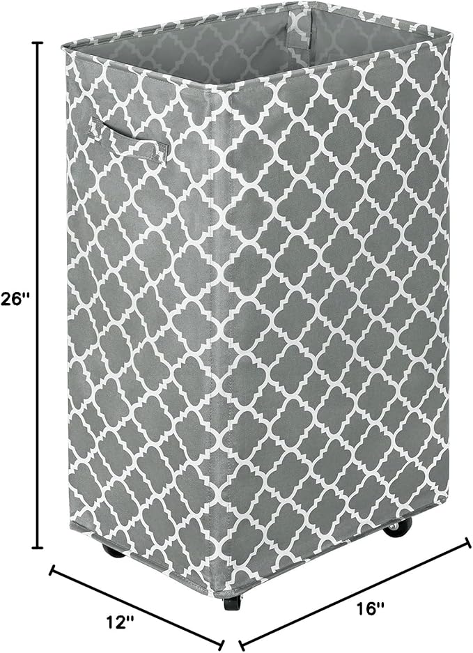WOWLIVE Large Rolling Laundry Basket Wheels 90L Collapsible Tall Laundry Hamper Handle Foldable Dirty Clothing laundry storage organizer Fold up Rectangular Hampers for Laundry Dorm Room (Grey3)