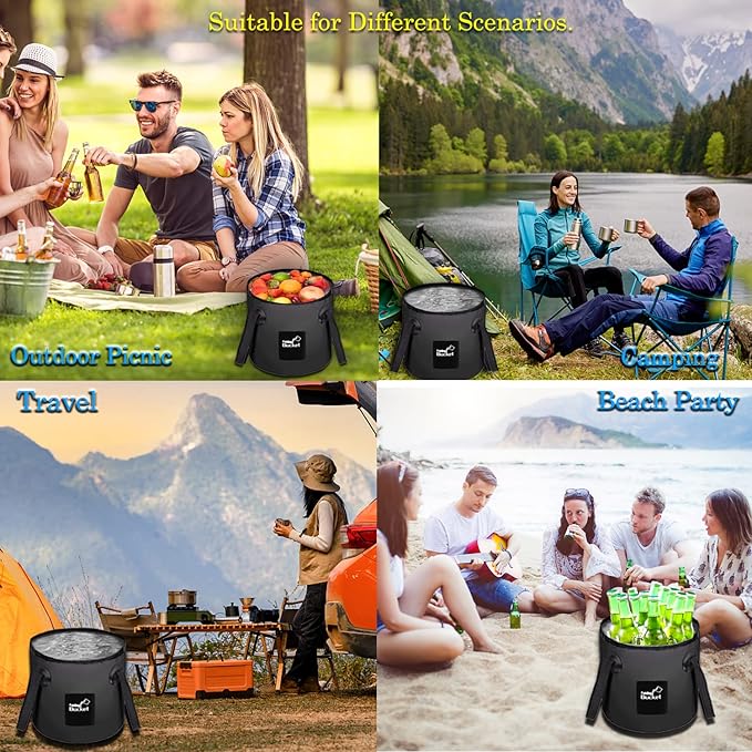 Esthesia Collapsible Bucket, 5 Gallon Portable Folding Water Container for Travelling, Camping, Hiking, Fishing, Gardening-NeatNest