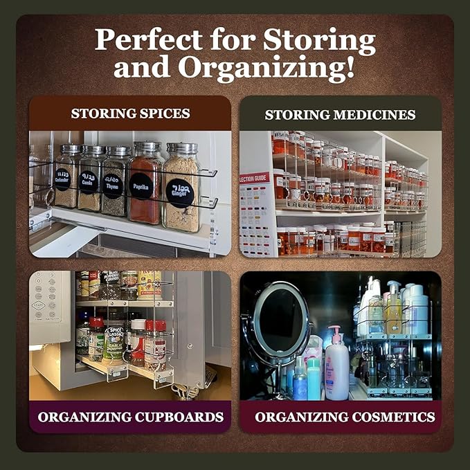 Vertical Spice - Sliding Spice Rack - Pull Out Spice Rack for Inside Cabinets, Sliding Shelves, Rack for Kitchen Cabinets - Made in USA - 1 Tier -10.6"D x 4.6" W x 5.0" H (Cream , Partially Assembled)