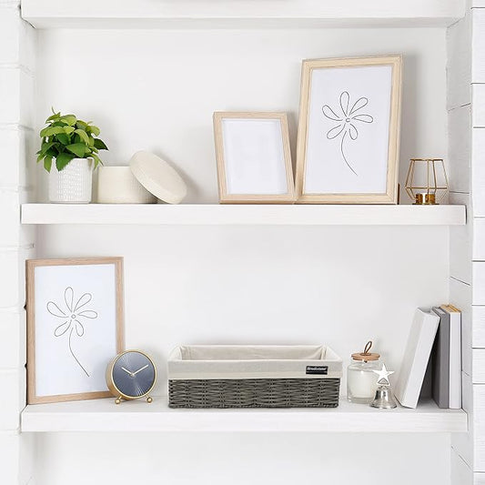 Brookstone Wicker Shelf Storage Basket Decorative Shelf Bin, bathroom organizers and storage, Boho Living Room Decor, Summer Storage 2025 - Single Basket-NeatNest