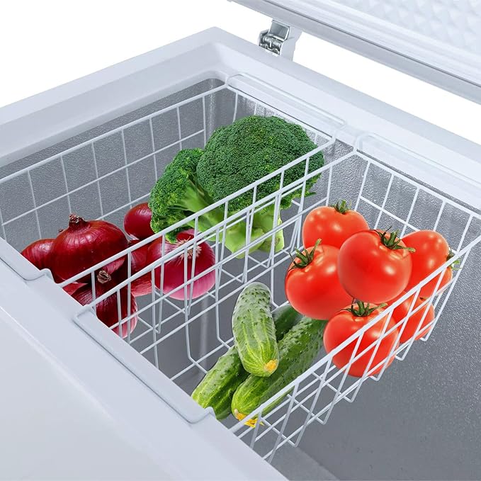 Chest Freezer Baskets 16.5 Inch, Chest Freezer Organizer Bins Metal Wire Storage Baskets with Hanging Handles for Deep Freezer, Set of 2