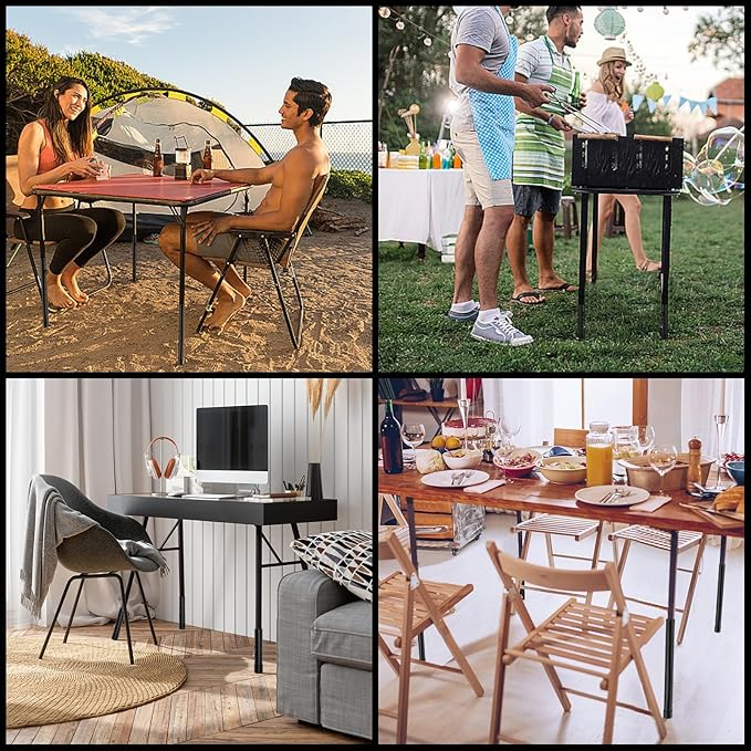 2 Heights Folding Table Leg Extenders,Heavy Duty Folding Table Leg Extensions, Table Leg Risers for Straight/Bent Legs,Table Height Extenders-8pcs-NeatNest