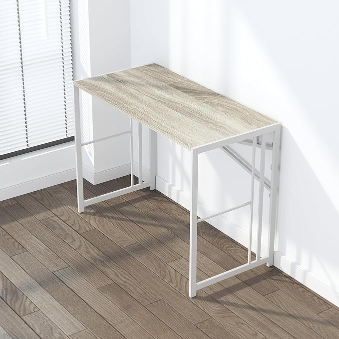 Folding Desk 40 inch Writing Gaming Computer Camping Table, No Assembly Required Home Office Desk, Beige-NeatNest