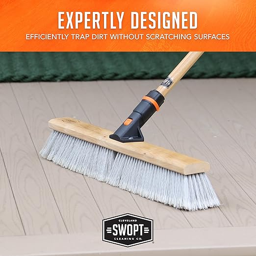 SWOPT 24” Premium Multi-Surface Push Broom Head — Cleaning Head Interchangeable with All SWOPT Cleaning Products for More Efficient Cleaning and Storage — Indoor and Outdoor Push Broom