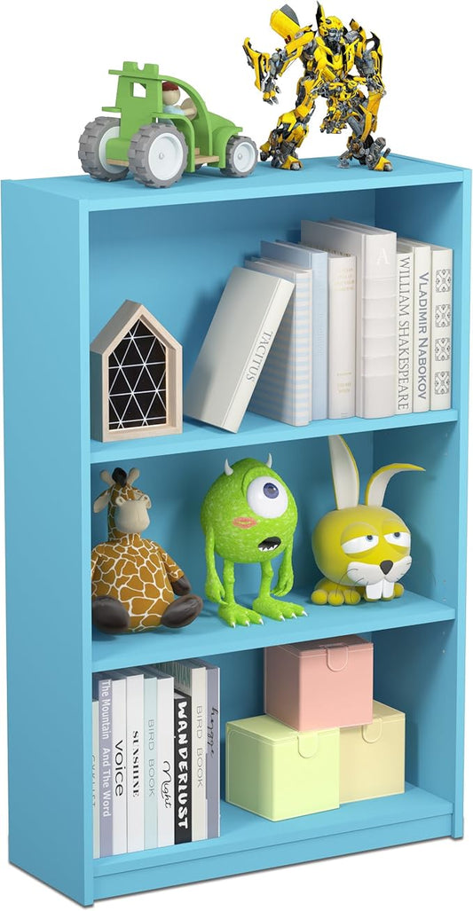 FURINNO JAYA Simple Home 3-Tier Adjustable Shelf Bookcase, Light Blue
