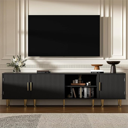71" TV Stand for 50/60/70/80 inch TV, Modern TV Stand for 75+ inch TV, Entertainment Center for Up to 80" TV, TV Media Stand with Storage Cabinet for Living Room, Bedroom, Black-NeatNest
