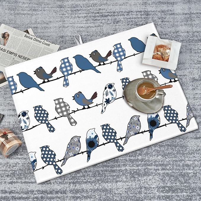 Blue Bird Dish Drying Mat 18x24 For Kitchen Counter Absorbent Microfiber Dishes Pad Dish Drainer Rack Mats Fast Dry Kitchen Accessories-NeatNest