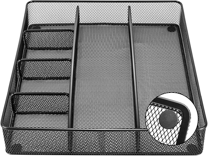 Amazon Basics Mesh Drawer Organizer, Black, Pack of 4-NeatNest