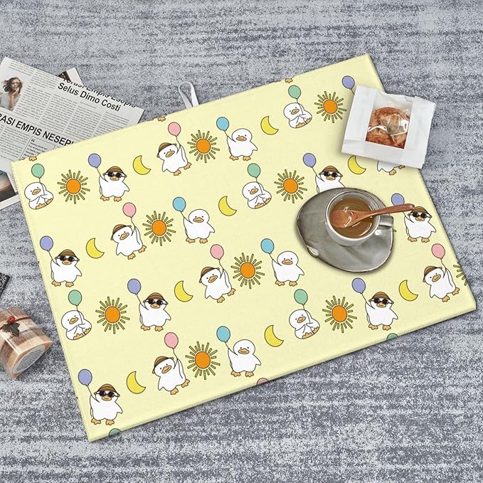 Cute Ducks Dish Drying Mat for Kitchen Counter Cute Kitchen Mat Microfiber Kitchen Countertop Absorbent Reversible Drainer Rack Pad Dish Drying Mat 18 x 24 Inch-NeatNest
