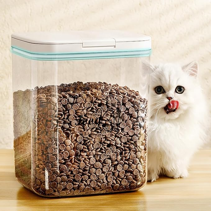 Airtight Cat Food Storage Container | 6.0 Qt/5.5 L Dry Cat Food Bin With Food Scoop |Hold up to 4~5lbs of Pet Food or Kibble|Clear BPA Free-NeatNest