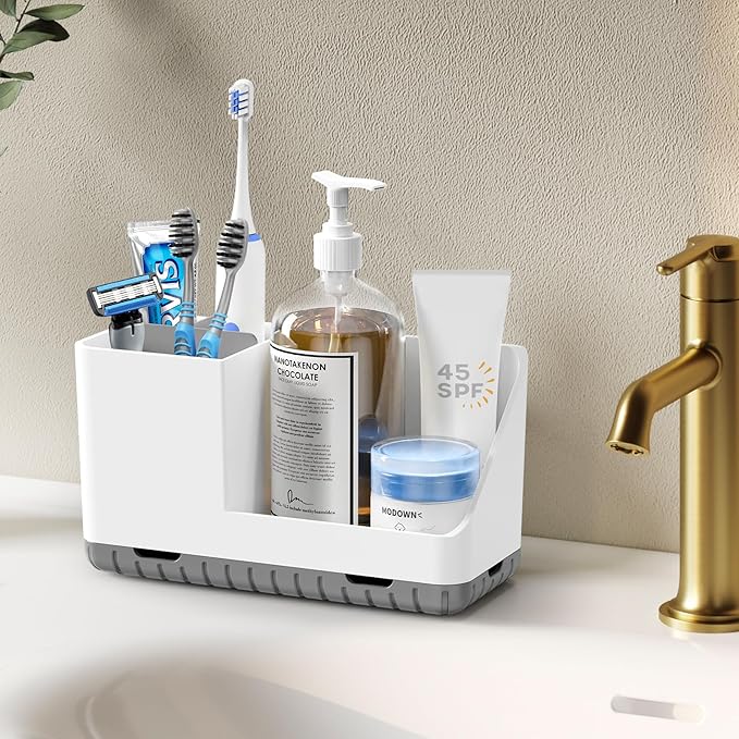 Toothbrush Holders for Bathrooms, Kids Electric Toothbrush and Toothpaste Holder with Drainage, Tooth Brush Holder for Bathroom Countertop Organizer (Grey)-NeatNest