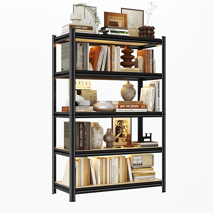 Bookshelf, 5 Tier Bookshelves, Tall Book Shelf For CDs/Movies/Books, Bookcase Shelf Storage Organizer, Wooden Book Shelf For Bedroom/Living Room/Home, Modern Light Brown (wooden-72"H*35.4"W*15.8"D)-NeatNest