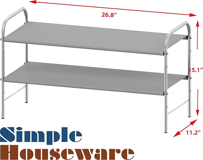 Simple Houseware 2-Tier Shoe Rack Storage Organizer, Grey-NeatNest