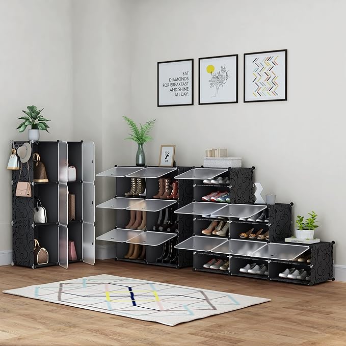HOMIDEC Shoe Rack Organizer, 6 Tier Storage Cabinet 24 Pair Plastic Shoe Shelves for Closet Hallway Bedroom Entryway-NeatNest