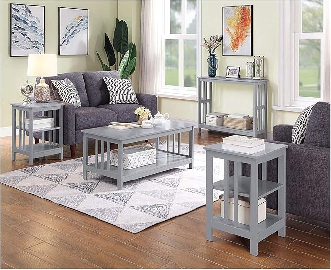 Convenience Concepts Mission End Shelves Table, Gray-NeatNest