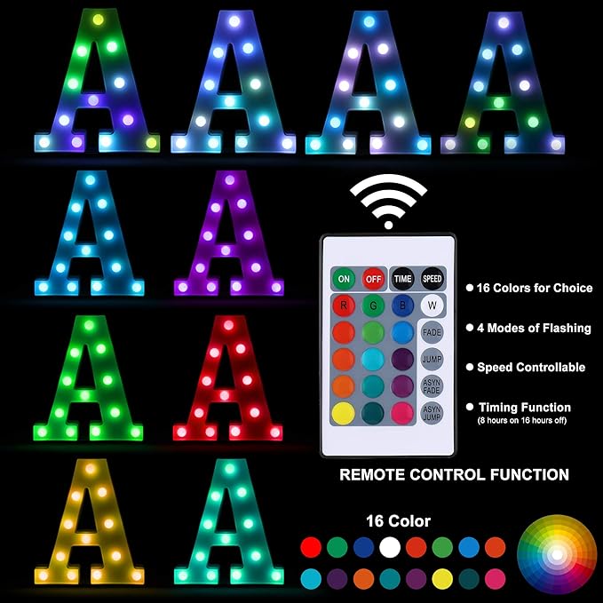 Foaky Upgraded Light Up Letters,Colorful Marquee Light Up Letter with Remote,Marquee Letters for Girl Gifts Teen Girl Gifts Trendy Stuff,Birthday Party Decoration (A)-NeatNest