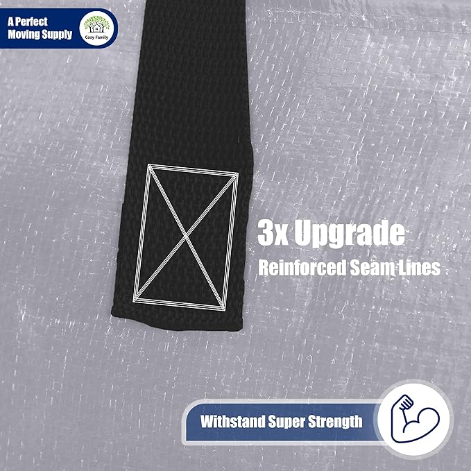Cosy Family 8 Pack Heavy Duty Extra Large Moving Bags with Backpack Straps - Strong Handles & Zippers, Storage Totes For Space Saving, Fold Flat, Alternative to Moving Box (Set of 8, Silver)-NeatNest