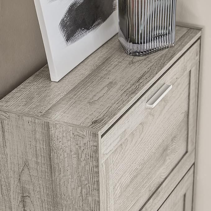 Haotian Slim Shoe Cabinet, Small Shoe Rack Entryway, Shoe Storage Organizer Entrance Hallway, Grey, FSR137-HG-NeatNest