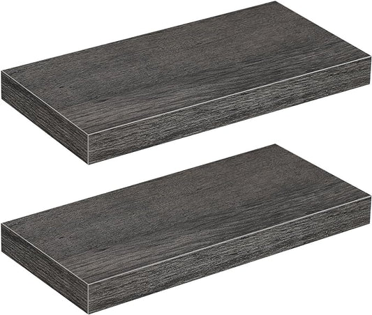 HOOBRO Floating Shelves for Wall, Wall Mounted Shelf Set of 2, 15.7" Hanging Shelf with Invisible Brackets, for Wall in Bathroom, Bedroom, Toilet, Kitchen, Living Room, Office, Charcoal Gray BC40BJ01-NeatNest