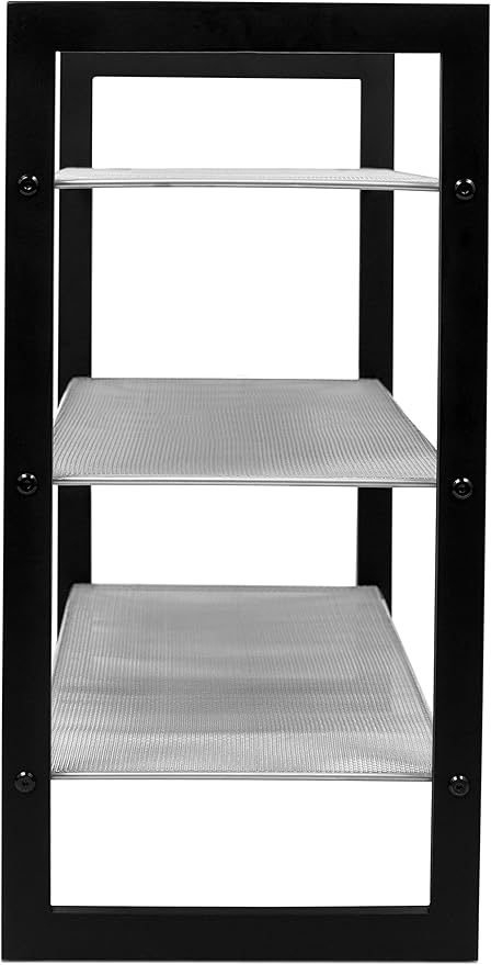 Internet's Best Mesh Shoe Rack - 3-Tier - Free Standing Metal Wood Shoe Organizer - Closet and Entryway - Fits 12 Pairs of Shoes - Black & Silver-NeatNest