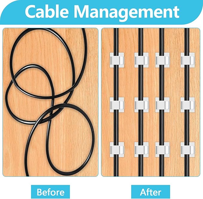 100PCS Adhesive Cable Clips, Wire Holder Organizer, Cord Management, Cable Staples, Christmas String Lights, White, Small-NeatNest