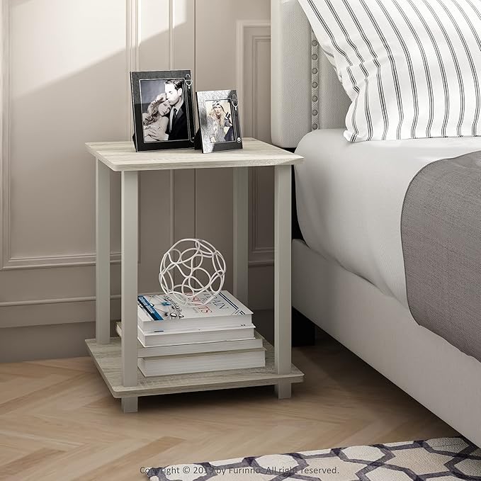 Furinno Simplistic Set of 2 End Table, Sonoma Oak/White-NeatNest
