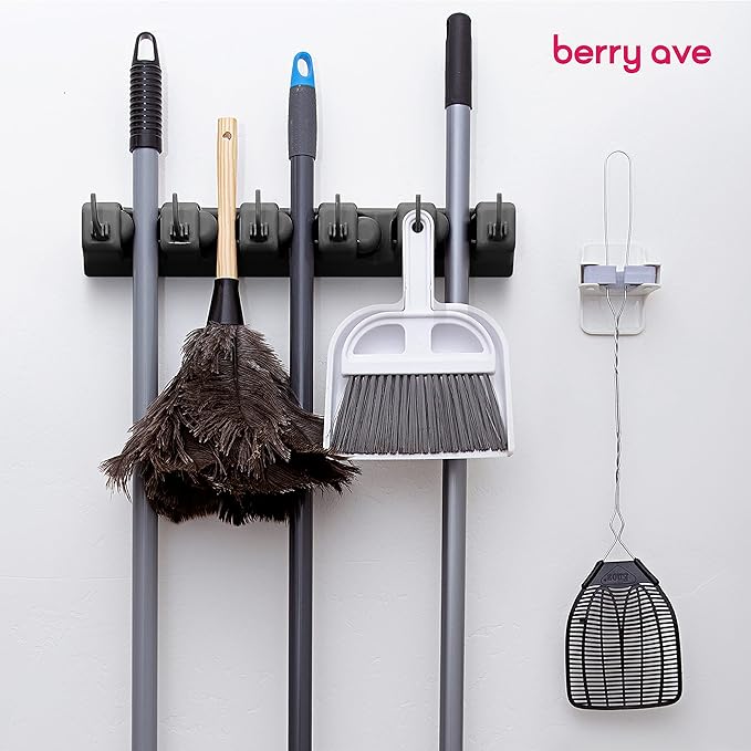 EXTRA GRIP Mop & Broom Holder Wall Mount - Wall Hanging Garden Tool & Utility Closet Organizer, Mop & Broom Hook, Broom Hanger Wall Mount, Mop Broom Organizer, Wall Mounted Broom Rack Mop Storage-NeatNest