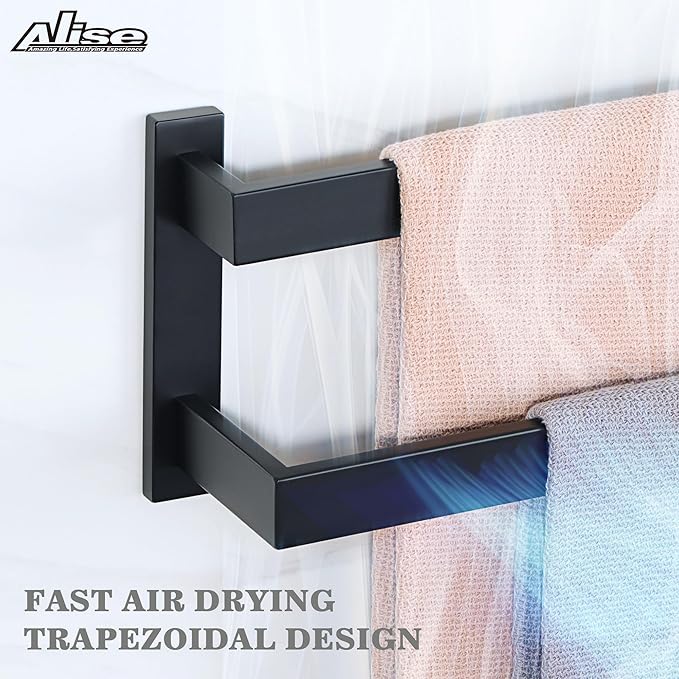Alise Bath Double Towel Bars,Black Towel Holder Towel Racks for Bathroom Lavatory,Wall Mount Towel Hanger SUS304 Stainless Steel Towel Rail,GOY2800-B Matte Black 32 Inch