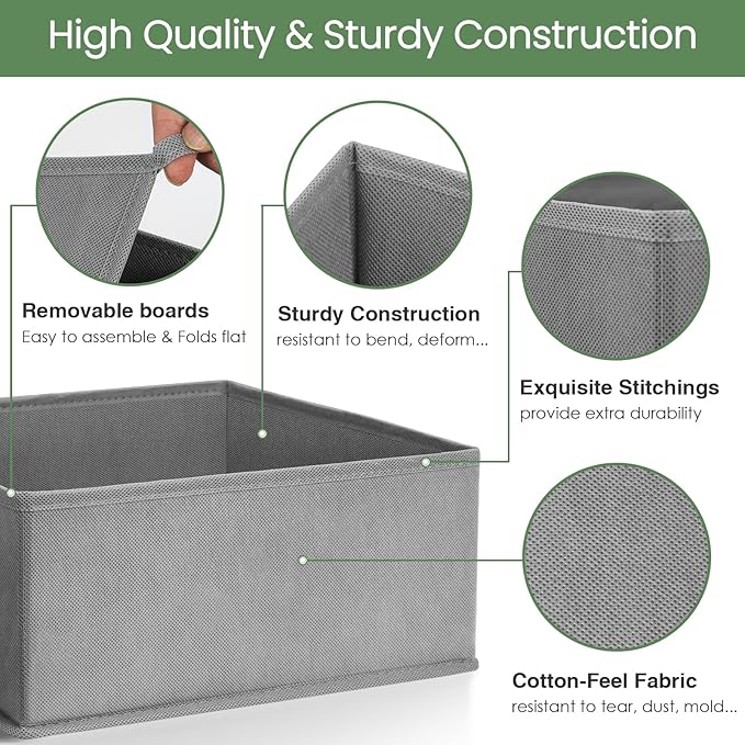Criusia Drawer Organizer Clothes, 24 Pack Underwear Drawer Organizers, Foldable Closet Organizers and Storage Dresser Drawer Dividers Clothing Organizer for Clothes, Socks, Scarves, Bra, Ties (Grey)-NeatNest