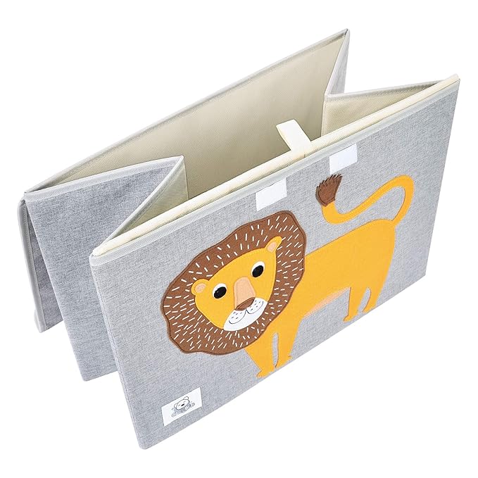 CLCROBD Foldable Large Kids Toy Chest with Flip-Top Lid, Collapsible Fabric Animal Toy Storage Organizer/Bin/Box/Basket/Trunk for Toddler, Children and Baby Nursery (Lion)-NeatNest