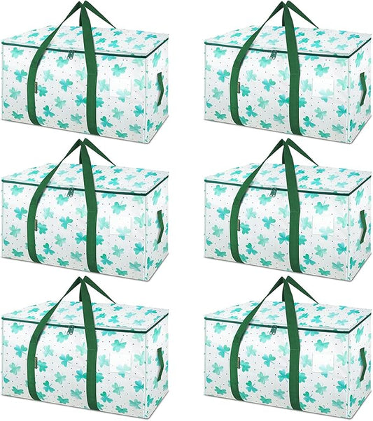 BALEINE 6-Pack Oversized Moving Bags with Reinforced Handles, Heavy-Duty Storage Tote for Clothes, Moving Supplies (Clover, 6-Pack)-NeatNest