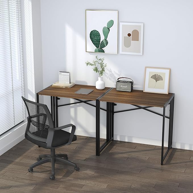 Folding Computer Desk 32 inch Writing Gaming Computer Camping Table, No Assembly Required Home Office Desk, Espresso-NeatNest