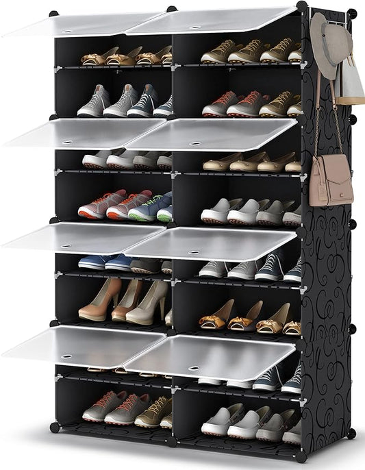 HOMIDEC Shoe Rack, 8 Tier Shoe Storage Cabinet 32 Pair Plastic Shoe Shelves Organizer for Closet Hallway Bedroom Entryway-NeatNest