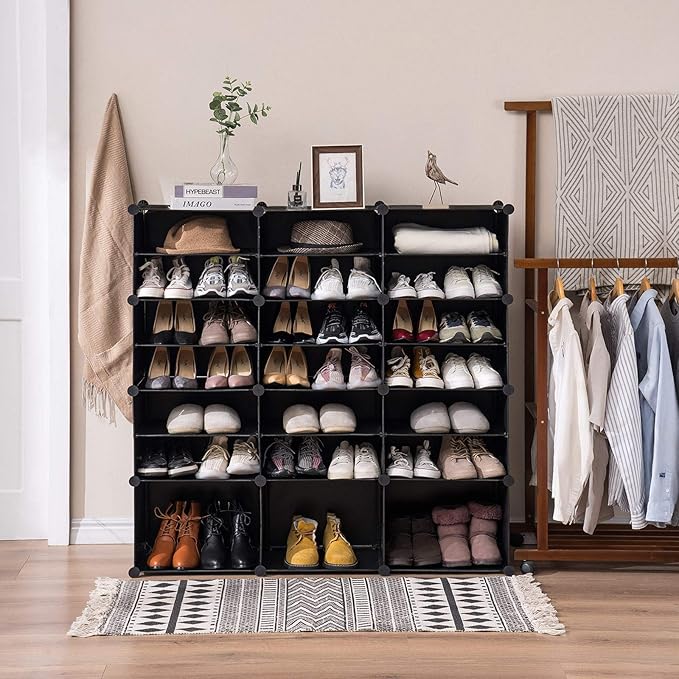 Portable Shoe Rack Organizer, 48-Pair Tower Shelf Storage Cabinets, Plastic Shoe Organizer for Entryway, Expandable for Heels,Boots,Slippers-NeatNest