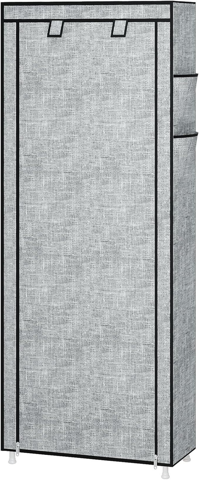 Calmootey 9 Tier Shoe Rack Organizer,Portable Shoe Shelf with Nonwoven Fabric Cover for Closet Hallway,Bedroom,Entryway, Ash Grey-NeatNest