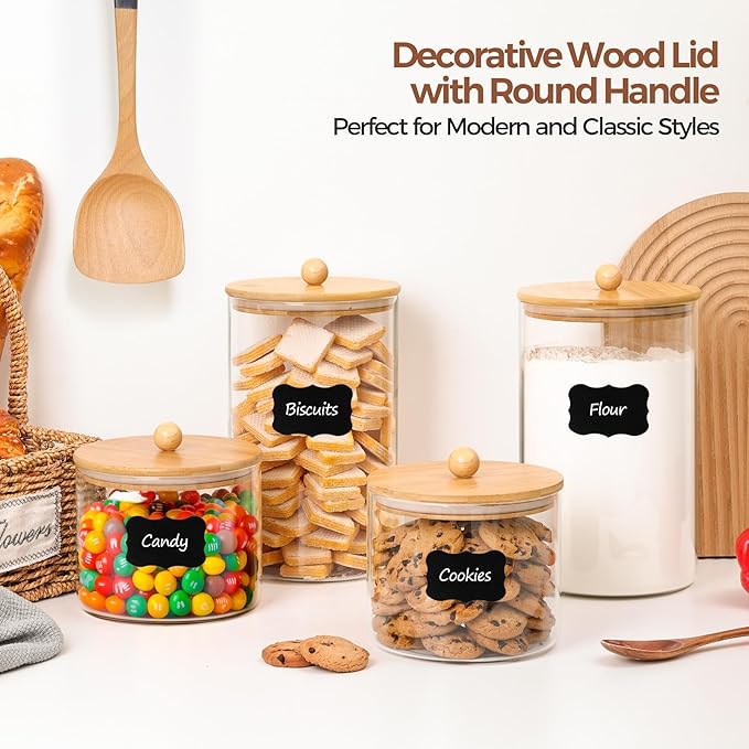 ComSaf 1 Gallon Glass Jar, 3.9 Qt Flour Container, Large Glass Canister with Lid, Food Storage Pantry with Spoon and Clip for Sugar, Oat, Rice, Beans, Pasta, Coffee, Grain-NeatNest